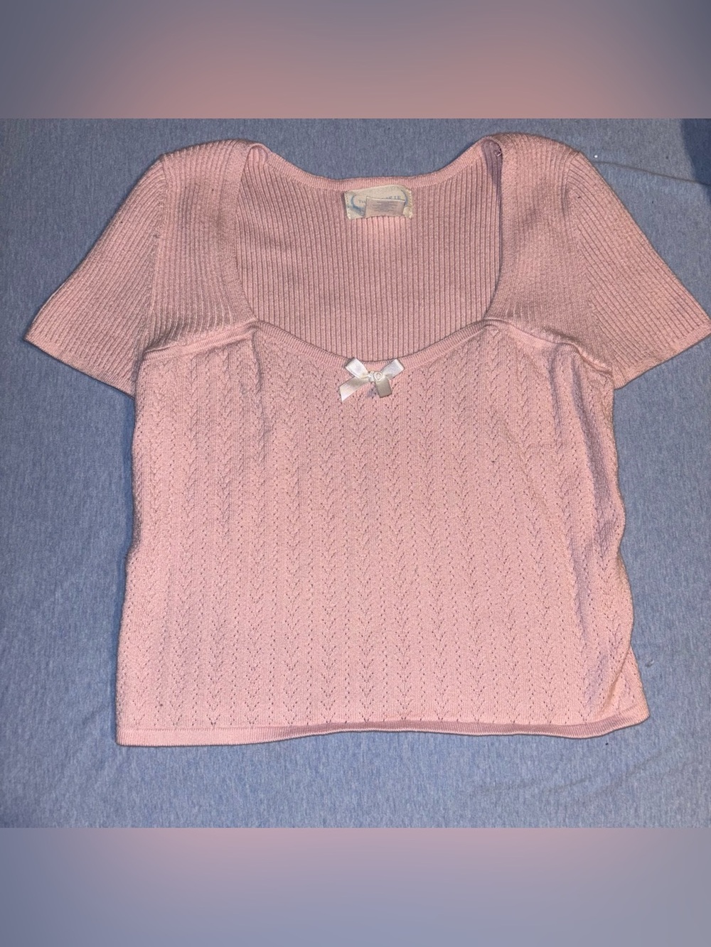 The Prairie By Rachel Ashwell Pink Ribbed Knit Babydoll Top